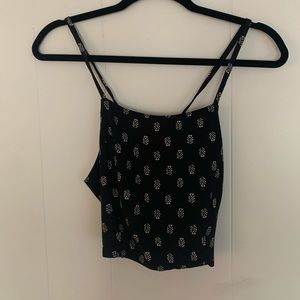 Black Tribal Tie-Back Top